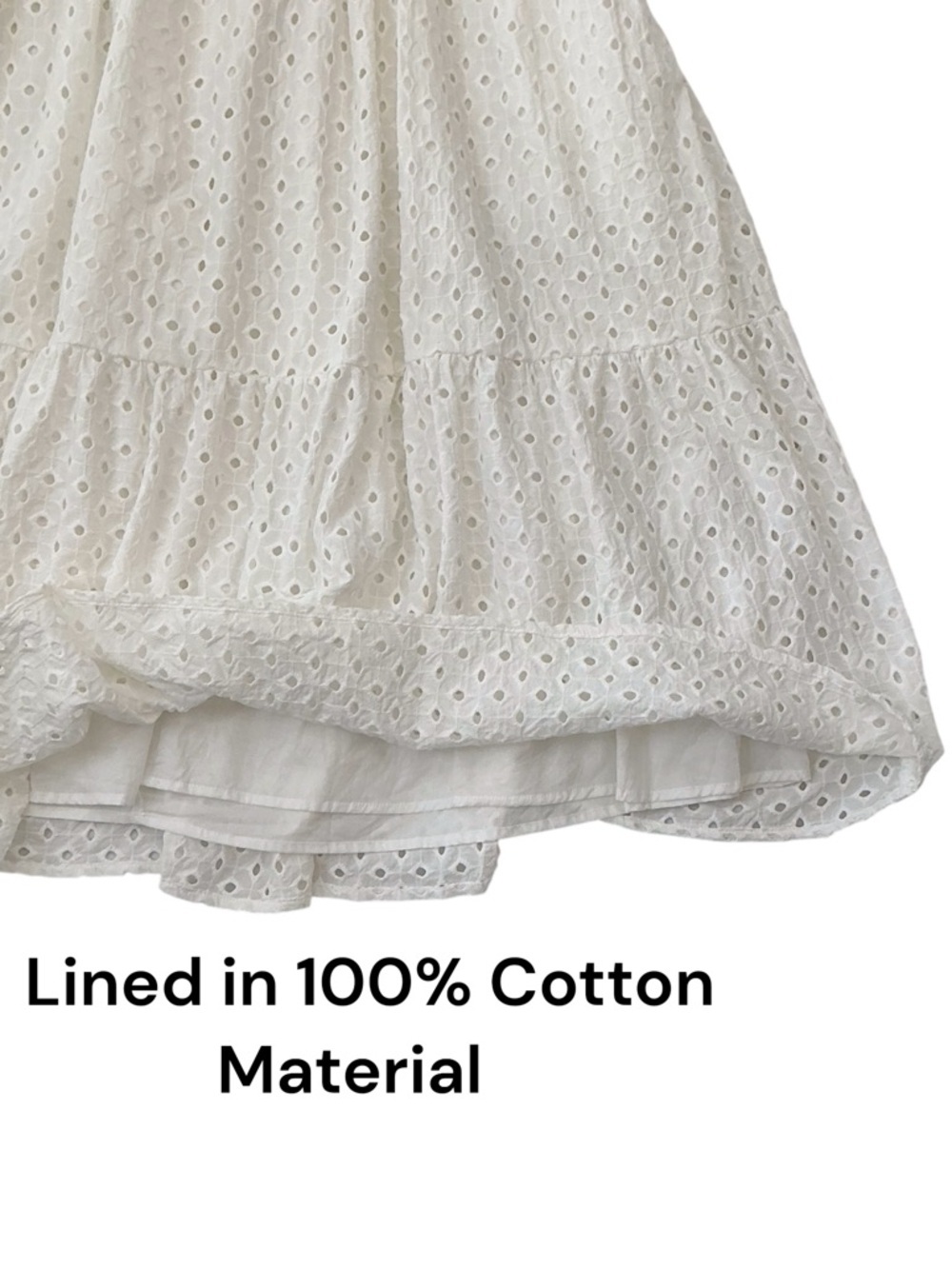 Vince Camuto Eyelet Sundress White Cotton Classic Square Neck Dress Lined 16 - Picture 14 of 16